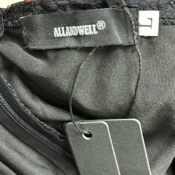 NWT ALLANDWELL Women's Elegant Floral Lace Round Neck Lace Dress size L black - Picture 12 of 16